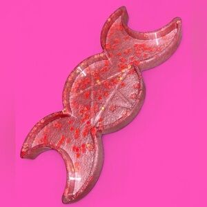 Pink glitter triple moon and pentagram durable resin trinket tray